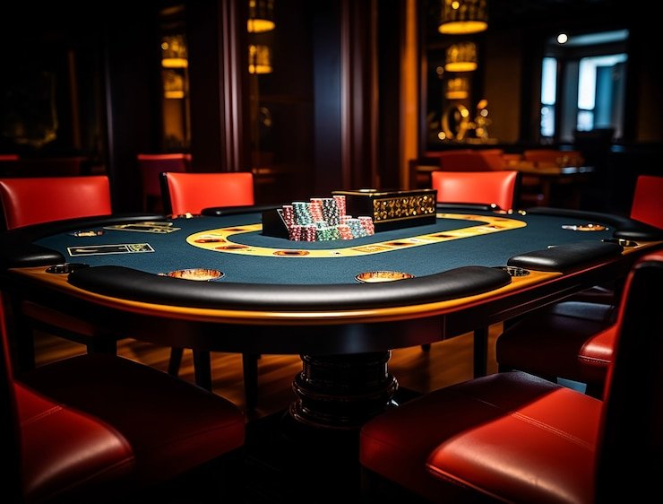 Antarmuka permainan blackjack di omacuan dengan dealer, kartu pemain, dan chat langsung